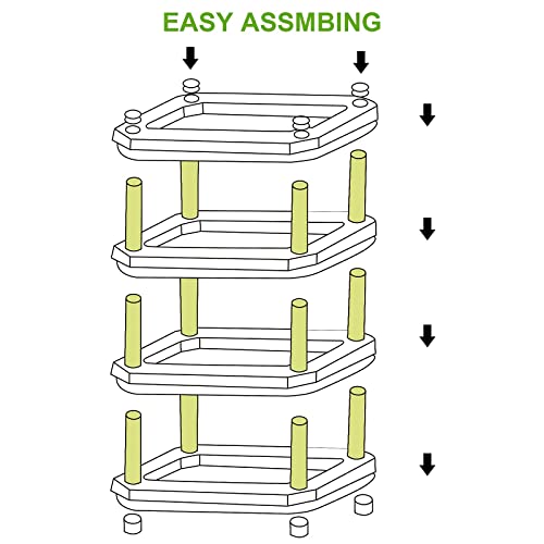 Ranmok 4-Tier Plastic Storage Rack for Kitchen,Laundry Room,Bathroom Rectangle Khaki