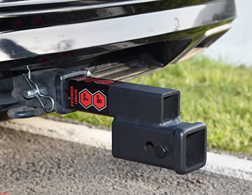 TOPTOW Trailer Receiver Hitch Extender Adapter 2" Drop/Riser, 7" and 9" Extension Length, 2" Shank, 7500lbs Towing Capacity, Matte Black