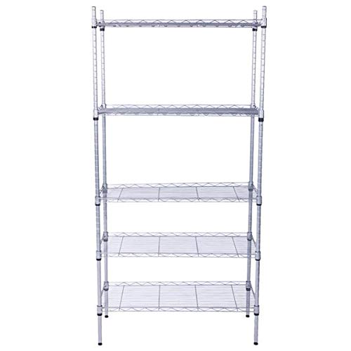 HH Building 5-Tier Wire Shelving Unit Adjustable Steel Wire Rack Shelving 5 Shelves Steel Storage Rack, Function Metal Shelves Garage Storage Shelves for Kitchen Living Room Office Garage