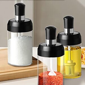 COCOMK Condiment Container Seasoning Box Set of 3,Spice Jars Spoon Salt Sugar Storage Pots (3)