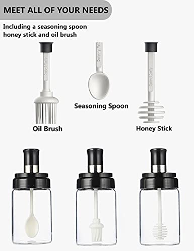 COCOMK Condiment Container Seasoning Box Set of 3,Spice Jars Spoon Salt Sugar Storage Pots (3)