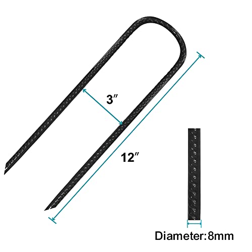 Eurmax USA Trampolines Stakes Canopy Parts Wind Stake 12 Inch Heavy Duty Stake Safety Ground Anchor Galvanized Steel Wind Stakes, Pack of 8(Black)
