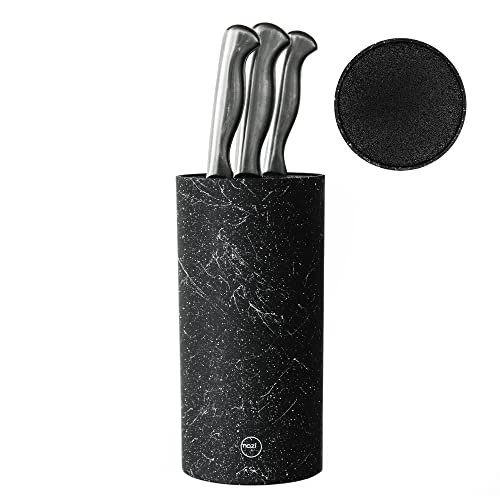 Knife Block Set Holder | Useful Kitchen Tools Knife Block Supplies | Universal Cook Marble Cylinder Knives for Chef | Modern Bristle Kitchenware with Flexi Rod Fit for Every Household's Kitchen