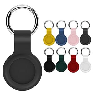 silicone protective case for airtags, protective cover for airtags, lightweight soft protective skin cover accessories with keychain anti-loss design (black)