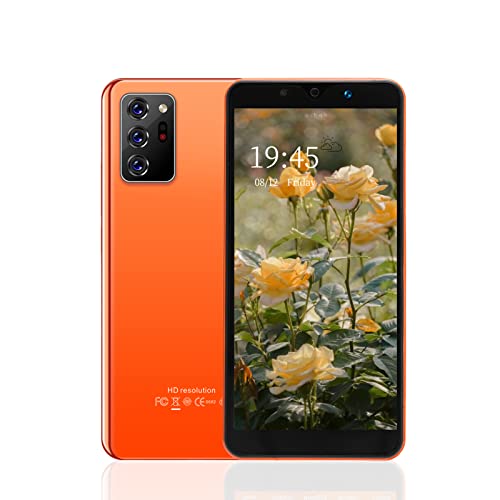 5.72in HD Full Screen Smart Phone, Note30 Plus Unlocked Smartphones, Dual Cards Dual Standby, 512MB+4GB Cell Phones, for Android 4.4.2, Support WiFi +BT+FM (Orange)