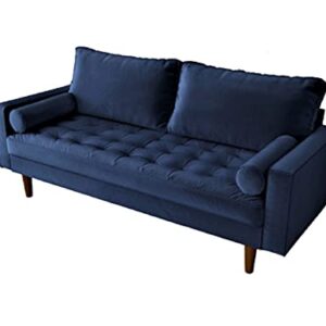 Container Furniture Direct Womble Modern Velvet Upholstered Living Room Diamond Tufted Chesterfield Sofa with Gleaming Nailheads, Misty Blue