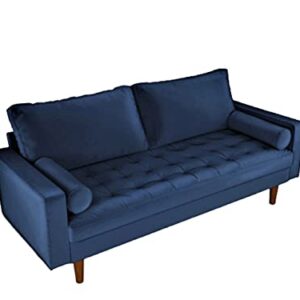 Container Furniture Direct Womble Modern Velvet Upholstered Living Room Diamond Tufted Chesterfield Sofa with Gleaming Nailheads, Misty Blue