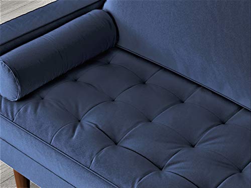 Container Furniture Direct Womble Modern Velvet Upholstered Living Room Diamond Tufted Chesterfield Sofa with Gleaming Nailheads, Misty Blue