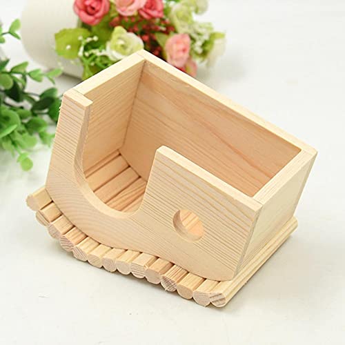 Wooden Hamster House for Small Pet, Hanging Wooden Swing,Chew Toy, Small Animal Hideout Arched Platform Nesting Habitat for Gerbils Guinea Pigs Hedgehog