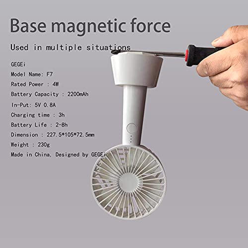 Handheld Fan with Magnetic Base, Mini Personal Fan with 2200mAh Battery, 3 Speed with 2-8 Hours Operated Portable Fan, Mini/Micro USB Rechargeable Fan for Kids, Grils, Woman and Man, for Summer Travel Outdoor