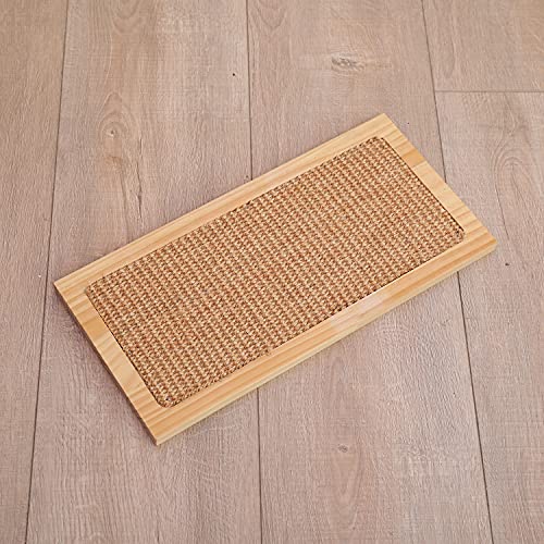 Cat Scratcher Pad Wooden Cat Scratching Board with Durable Sisal Mat, Wall Mounted or Floor Use, Cat Scratch Pad Board Cat Scratching Post for Indoor Cat Kitten, Protect Furniture from Cat Scratching