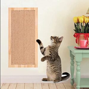 Cat Scratcher Pad Wooden Cat Scratching Board with Durable Sisal Mat, Wall Mounted or Floor Use, Cat Scratch Pad Board Cat Scratching Post for Indoor Cat Kitten, Protect Furniture from Cat Scratching