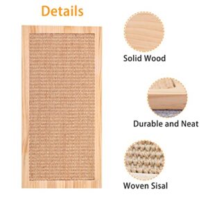 Cat Scratcher Pad Wooden Cat Scratching Board with Durable Sisal Mat, Wall Mounted or Floor Use, Cat Scratch Pad Board Cat Scratching Post for Indoor Cat Kitten, Protect Furniture from Cat Scratching