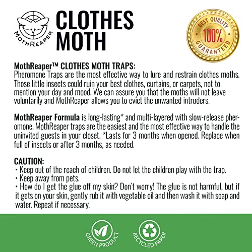 Clothing Moth Trap 12 Pack with Pheromones Prime, Clothes Moth Trap with Lure for Closets, Carpet, Moth Treatment and Prevention