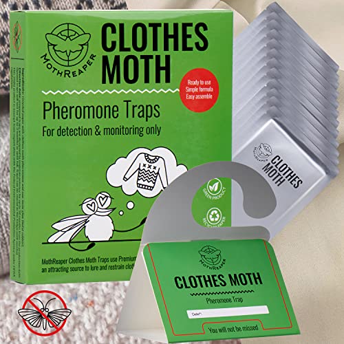 Clothing Moth Trap 12 Pack with Pheromones Prime, Clothes Moth Trap with Lure for Closets, Carpet, Moth Treatment and Prevention