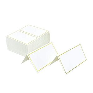 jabinco place cards pack of 100 - small tent cards with gold foil border - perfect for weddings, banquets, events,table cards,name cards