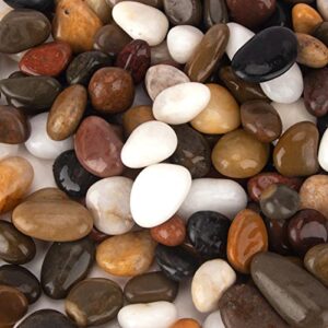 [18 pounds] aquarium gravel river rock, natural polished decorative gravel,garden outdoor ornamental river pebbles rocks, polished pebbles, mixed color stones for landscaping vase fillers (18.1)