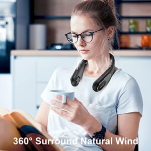 SWEETFULL Portable Neck Fan Bladeless Personal Fan 4000mAh Rechargeable Battery Operated Wearable Small Fan,360° Cooling Airflow, 3 Speed Neck Cooler for Women Men