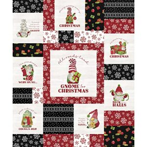 riley blake gnome for christmas 36" panel red, fabric by the yard