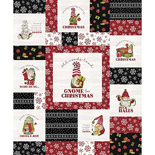 Riley Blake Gnome For Christmas 36" Panel Red, Fabric by the Yard