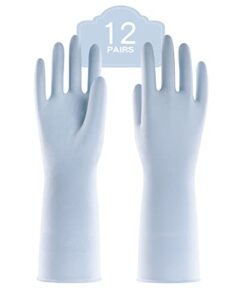 pacific ppe 12 pairs dishwahsing gloves, 12 inches rubber gloves, blue kitchen gloves, long dish gloves for household cleaning, gardening, small