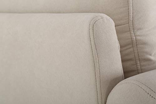 Container Furniture Direct Briscoe Ultra Modern Upholstered Button Tufted Back with Rolled Arms Living Room, Sofa, Biscuit