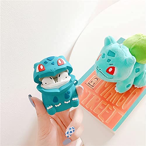 AirPods Pro case,Cute 3D Cartoon Kawaii Funny Fun Airpods pro case,Soft Silicone Shockproof Keychain Charging Box.for Boys and Girls,Compatible airpods pro Skin Cases(Bulbasaur)