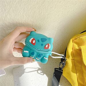 AirPods Pro case,Cute 3D Cartoon Kawaii Funny Fun Airpods pro case,Soft Silicone Shockproof Keychain Charging Box.for Boys and Girls,Compatible airpods pro Skin Cases(Bulbasaur)