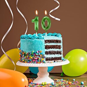 10th Birthday Candles Cake Numeral Candles Happy Birthday Cake Candles Topper Decoration 3D Number Candles Cupcake Topper for Birthday Wedding Anniversary Celebration Supplies (Green)
