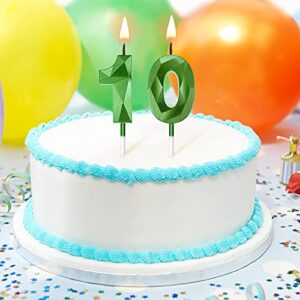 10th Birthday Candles Cake Numeral Candles Happy Birthday Cake Candles Topper Decoration 3D Number Candles Cupcake Topper for Birthday Wedding Anniversary Celebration Supplies (Green)