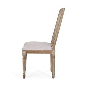 Christopher Knight Home Regina Dining Chair, Wood, Light Gray + Natural