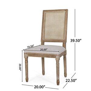 Christopher Knight Home Regina Dining Chair, Wood, Light Gray + Natural