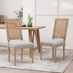 Christopher Knight Home Regina Dining Chair, Wood, Light Gray + Natural