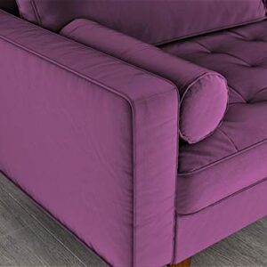 Container Furniture Direct Womble Modern Velvet Upholstered Living Room Diamond Tufted Chesterfield Loveseat with Gleaming Nailheads, Purple