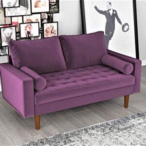 Container Furniture Direct Womble Modern Velvet Upholstered Living Room Diamond Tufted Chesterfield Loveseat with Gleaming Nailheads, Purple