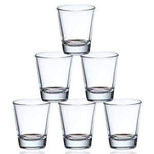 nuykouy shot glass set, 100% clean 100% wipe glass shot glasses, 1.5 oz, set of 6, clear shot glasses