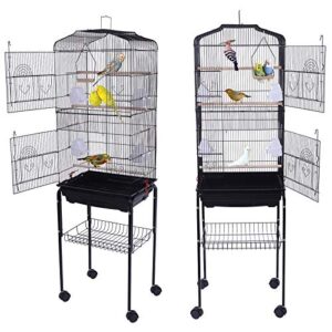 YJJT Bird Houses Cages for Parakeets - Pets Breeding Nesting Box Nest - Bird Cage for Small Birds Indoor Outdoor Decoration, with Universal Wheel Base, Multifunction, Easy to Clean, 59 Inches