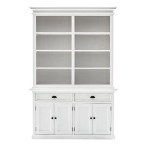 novasolo halifax mahogany solid wood buffet hutch unit with 8 shelves in white