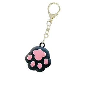 rertnocnf portable cat paw case for air tag, cute cartoon cat-pad silicone anti-scratch protective cover compatible with airtags finder location tracker keychain for kids pets keys (black)