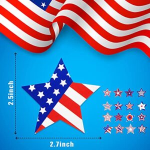 64 Pieces Patriotic Stars Paper Cutouts Patriotic Day Stars Accents with 80 Pieces Glue Point Dots for Independence Day 4th of July Memorial Day Patriotic Decoration Home Office School