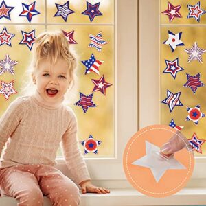 64 Pieces Patriotic Stars Paper Cutouts Patriotic Day Stars Accents with 80 Pieces Glue Point Dots for Independence Day 4th of July Memorial Day Patriotic Decoration Home Office School