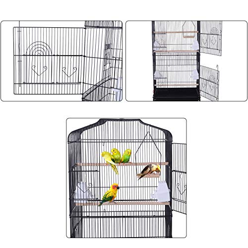 YJJT Large Bird Cage for Parakeets for Garden - Bird Houses with Stand Nest Habitat - Pets Bird Carrier Perch Breeding Nesting Box, with Feeding Cup, with Universal Wheel Base, Slide-Out Tray