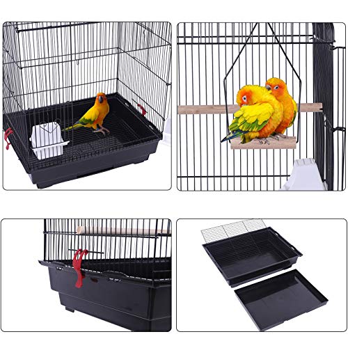 YJJT Large Bird Cage for Parakeets for Garden - Bird Houses with Stand Nest Habitat - Pets Bird Carrier Perch Breeding Nesting Box, with Feeding Cup, with Universal Wheel Base, Slide-Out Tray