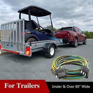 LIMICAR Trailer Wiring Harness Kit, 25ft Trailer Wire, Trailer Wiring Harness with 4 Flat Extension Connector, 4 Pin Flat Wishbond Trailer Wiring for Utility Boat Trailer Light Kit