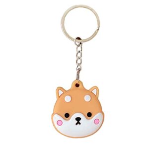 rertnocnf portable case for air tag, kawaii cute cartoon shiba inu silicone anti-scratch protective cover compatible with airtags finder location tracker keychain for kids pets keys