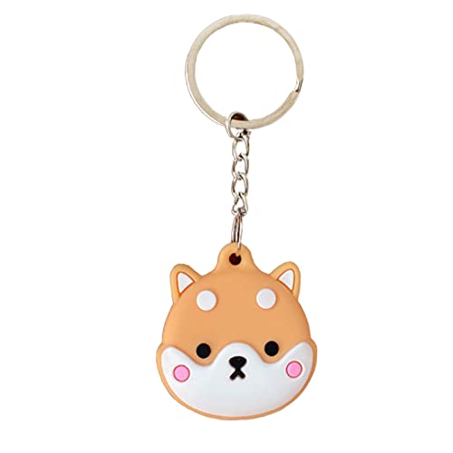 Rertnocnf Portable Case for Air Tag, Kawaii Cute Cartoon Shiba Inu Silicone Anti-Scratch Protective Cover Compatible with Airtags Finder Location Tracker Keychain for Kids Pets Keys