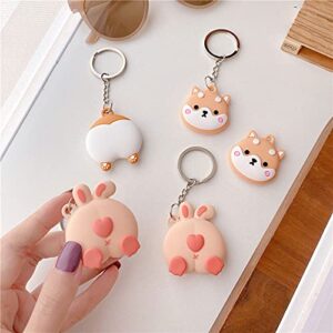 Rertnocnf Portable Case for Air Tag, Kawaii Cute Cartoon Shiba Inu Silicone Anti-Scratch Protective Cover Compatible with Airtags Finder Location Tracker Keychain for Kids Pets Keys