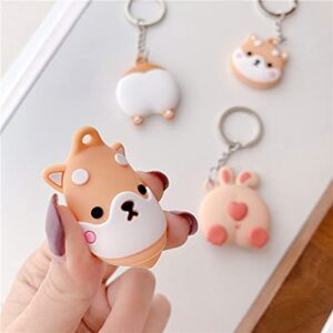 Rertnocnf Portable Case for Air Tag, Kawaii Cute Cartoon Shiba Inu Silicone Anti-Scratch Protective Cover Compatible with Airtags Finder Location Tracker Keychain for Kids Pets Keys