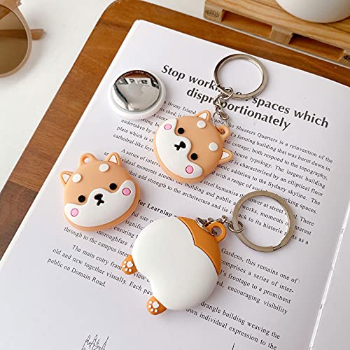 Rertnocnf Portable Case for Air Tag, Kawaii Cute Cartoon Shiba Inu Silicone Anti-Scratch Protective Cover Compatible with Airtags Finder Location Tracker Keychain for Kids Pets Keys
