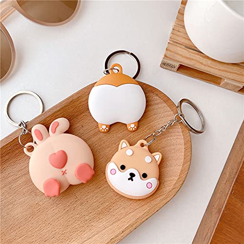 Rertnocnf Portable Case for Air Tag, Kawaii Cute Cartoon Shiba Inu Silicone Anti-Scratch Protective Cover Compatible with Airtags Finder Location Tracker Keychain for Kids Pets Keys